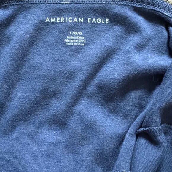 American Eagle Floral Cropped Adjustable Strap Tank Top-Blue-Large - Picture 6 of 6